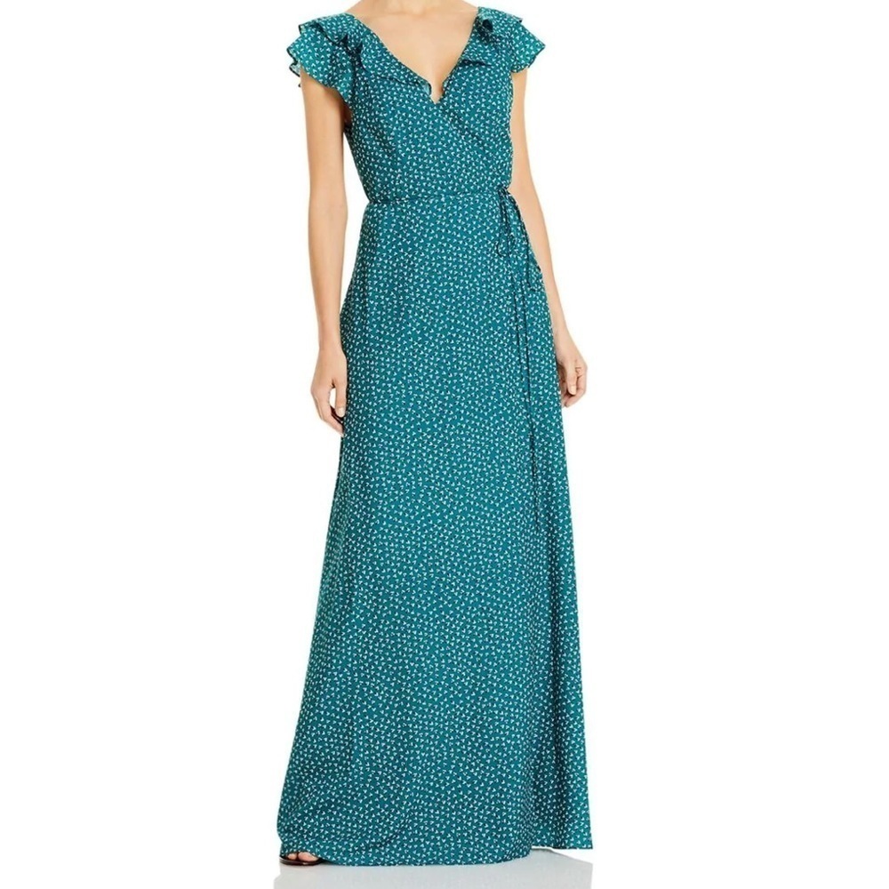 Aidan Mattox Green Printed Wrap Dress in size 12